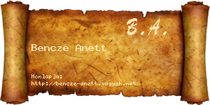 Bencze Anett névjegykártya