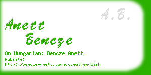 anett bencze business card